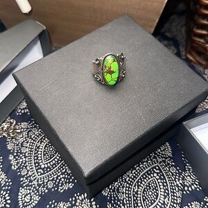 YS India Sterling Silver Green 925 Turquoise Ring